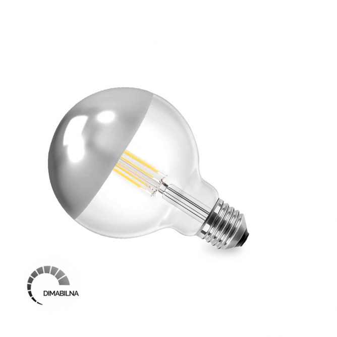 SIJALICE LED SIJALICA FILAMENT DIM G125 8W E27 2700K 1055lm TOP SILVER