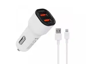 S-LINK AUTO PUNJAČ ZA MOB 2XUSB+KABL LIGHT 1M 2.4A SL-EC30L BELI-35680 18