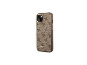 Guess Futrola za iPhone 14 Brown Metal Outline Script