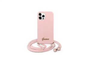 Guess Futrola za iPhone 12/12 Pro Pink Metal Logo Cord