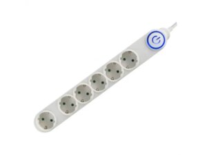 HOME Razvodnik sa 6 mesta 1.5m 1.0mm2 + nožni prekidač NV06TK/WH