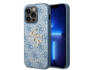 Guess Maska za iPhone 14 Pro Max PU 4G BIG METAL LOGO Blue