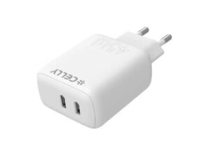 CELLY Kućni punjač ProPower od 45W sa 2 USB C konektora (TC2USBC45WWH)