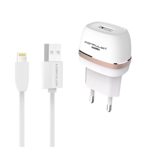 Kucni punjac KONFULON C25+S05 USB 5V 1A sa iPhone lightning kablom beli 18