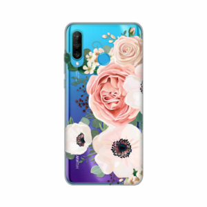 Torbica Silikonska Print Skin za Huawei P30 Lite Luxury Pink Flowers 18