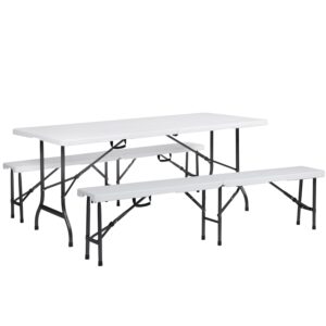 Set stolova za kampovanje sklopivi 180 cm bele boje 20215 18