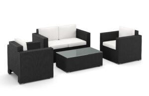 Rattan salon VENEZIA crno/belo 7608 19