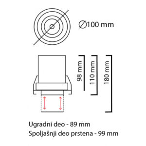 LED SVETILJKA JM-4601 U/Z PLAFONSKA 12W 3000K 24° DIM.BELA 18