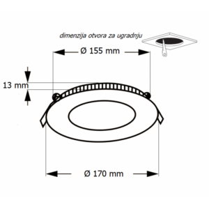 LED PANEL KA-C1 12W 6500K 18