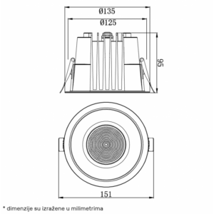 LED SVETILJKA CPS-Y4A12-D23 3000/4000/5000K 12W IP40/IP65 18