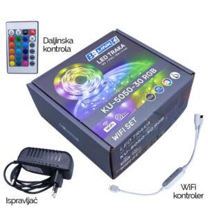 LED TRAKA KU-5050-30 RGB 12V IP20 WIFI SET(3met, 15W) 18