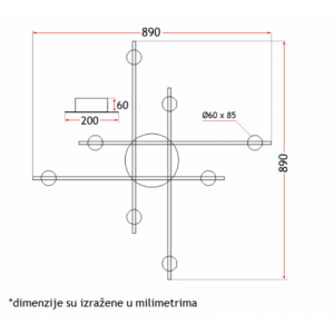 VESTA 379 PLAFONSKA SVETILJKA 8*GU10 MESING/CRNA 18