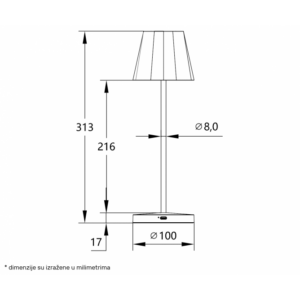 STONA LAMPA PUNJIVA 13T25 3W 3000K IP44 BELA 18