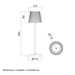 STONA LAMPA PUNJIVA T16011 3W 3000K IP54 CRNA 18