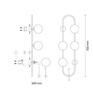 VESTA 579 ZIDNA LAMPA 4*G9 CRNA 18