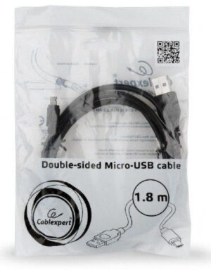 CC-USB2-AMmDM-6 Gembird USB 2.0 AM to Double-sided Micro-USB cable, black, 1,8m 18