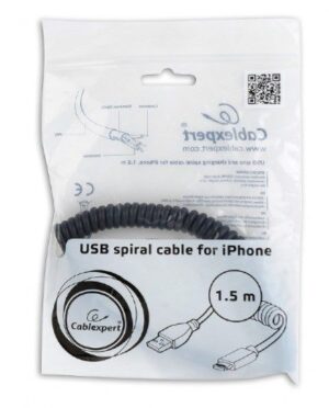 CC-LMAM-1.5M USB sync and charging spiral cable for iPhone, 1.5 m, black 18