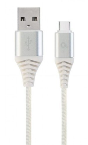 CC-USB2B-AMCM-1M-BW2 Gembird Premium cotton braided Type-C USB charging -data cable,1m, silver/white 18