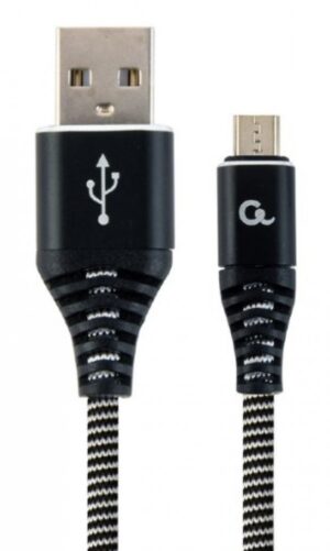 CC-USB2B-AMmBM-1M-BW Gembird Premium cotton braided Micro-USB charging – data cable,1m, black/white 18