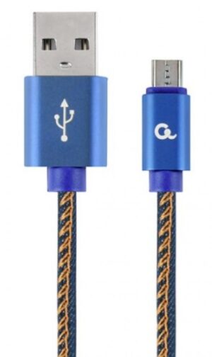 CC-USB2J-AMmBM-2M-BL Gembird Premium jeans (denim) Micro-USB cable with metal connectors, 2 m, blue