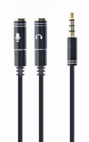 CCA-417M Gembird 2x 3.5 mm(slusalice i mikrofon) Metalni adapter na 1x 3.5mm(4 pin) cable, 0.2m crn 18