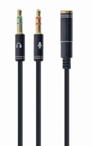 CCA-418M Gembird 3.5mm Headphone Mic Audio Y Splitter Cable Female to 2×3.5mm Male adapter, Metal 18