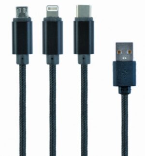 CC-USB2-AM31-1M Gembird USB 3-u-1 kabl za punjenje 8-pin, Type-C, microUSB, crni, 1m 18
