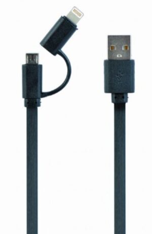 CC-USB2-AMLM2-1M USB charging combo cable iPhones 8-pin + Micro USB, black, 1 m 18