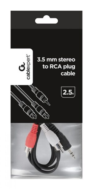 CCA-458-2.5M Gembird 3.5 mm stereo to RCA plug kabl 2.5 m 18