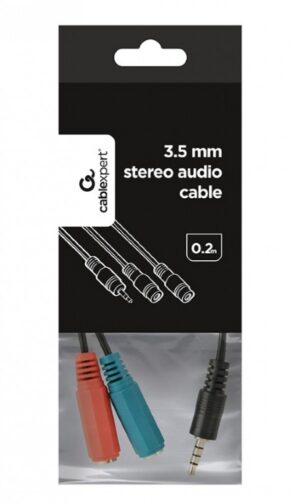 CCA-417 Gembird 2x 3.5 mm(slusalice i mikrofon) adapter na 1x 3.5mm(4 pin) cable, 0.2 m crni 18