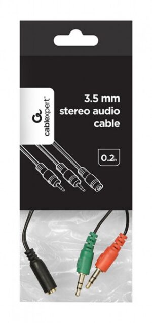 CCA-418 Gembird 3.5mm Headphone Mic Audio Y Splitter Cable Female to 2×3.5mm Male adapter 18