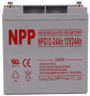 NPP NPG12V-24Ah, GEL BATTERY, C20=24AH, T14, 166x126x174x181, 7,6KG, Light grey 18