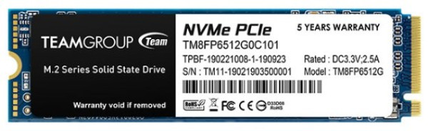 52481.jpg TeamGroup M.2 2280 512GB MP33 SSD PCIe Gen3 x4, NVM Express, 1700/1400MB/s TM8FP6512G0C101