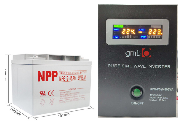 52534.png UPS-PSW-800VA + NPP NPG12V-38Ah * GMB LONG cist sinusni pretvarac 12V/500W sa 12V/38Ah GEL baterijom