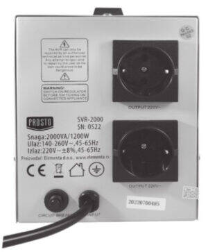 PROSTO stabilizator napona 2000VA SVR-2000