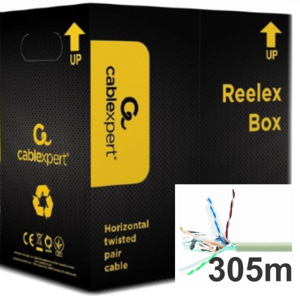54563.jpg UPC-6170E-SOL Gembird, UTP cat.6 Indoor solid 23AWG, 0.57mm PREMIUM CCA kotur pun presek 305m