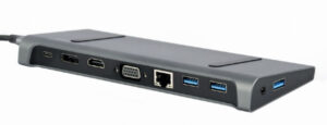 A-CM-COMBO9-02 Gembird USB type-C 9-u-1 adapter Hub3.0 + HDMI + DisplayPort + VGA + PD + LAN A 18