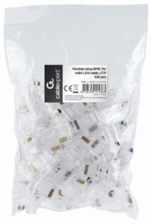 LC-8P8C-001/100 Modular plug RJ45  8P8C 30u CAT5e gold plated, 100 u pakovanju / CENA PO PAKOVANJU 18