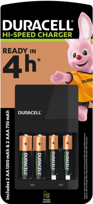 Duracell CEF14 PUNJAC + punjive baterije 2xAA NiMH 1300mAH+ 2xAAA 750mAh( Hi speed 4h, auto-OFF) 18