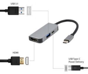 A-CM-COMBO3-02 Gembird USB Type-C 3-in-1 multi-port adapter (USB port + HDMI + PD), silver 2 18