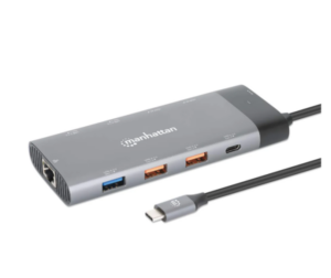 Docking station Manhattan 130714 10in1 USB-C – 2xHDMI/5xUSB/LAN/PD 100W 18