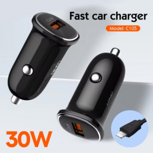 Auto punjac LDNIO C105, QC3.0, 30W USB Lightning crni 18