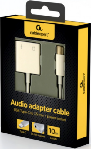 A-CM-3.5FP-01 Gembird USB type-C plug to stereo 3.5 mm audio adapter cable, with extra power socket 18