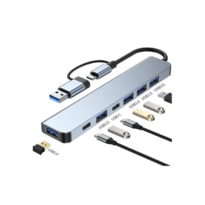 Adapter E-Green USB/USB(C)-USB3+3*USB2+SD/TF+PD+Audio (8 u 2)