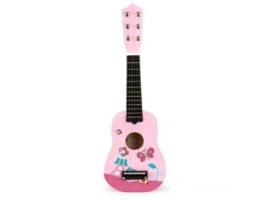 ECO TOYS Drvena gitara za decu sa metalnim žicama pink 18