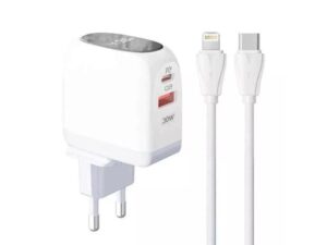 LDNIO A2522C 30W Kućni punjač sa LED ekranom i USB-C na lightning kablom 18