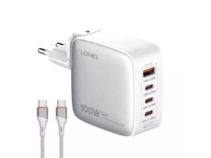 LDNIO Q408 GaN 100W 4x USB Kućni punjač sa USB C kablom beli 18