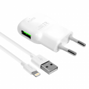 Kucni punjac Puro Fast Charger sa iPhone lightning kablom beli 18