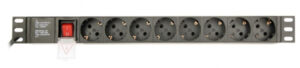 EG-PDU-014-C14 Gembird C14 Produzni kabl sa zastitom 8 uticnica 10A, PDU 1U, aluminium, 3m