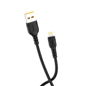 DENMEN D08L Lightning USB data kabl 3,6A 1m CRNI